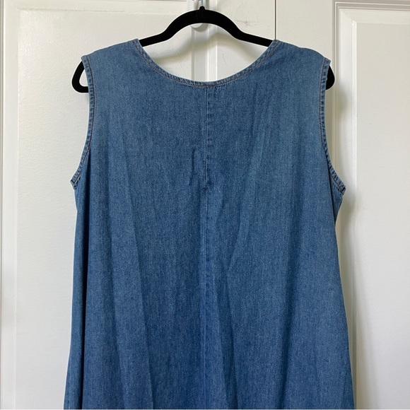 Vintage Vanity Fair Denim Floral  Embroidered V-neck Maxi Dress - Picture 7 of 10